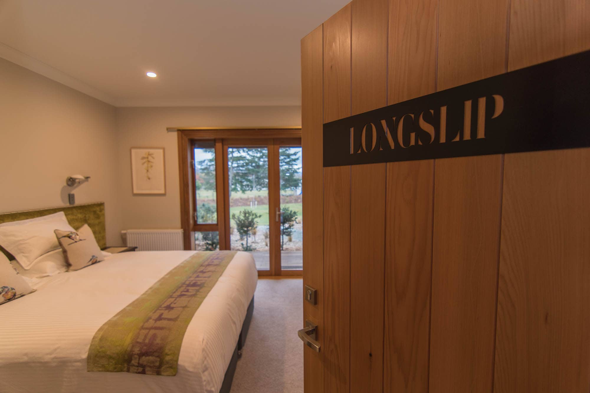 The wool bale stencil names each individual room.