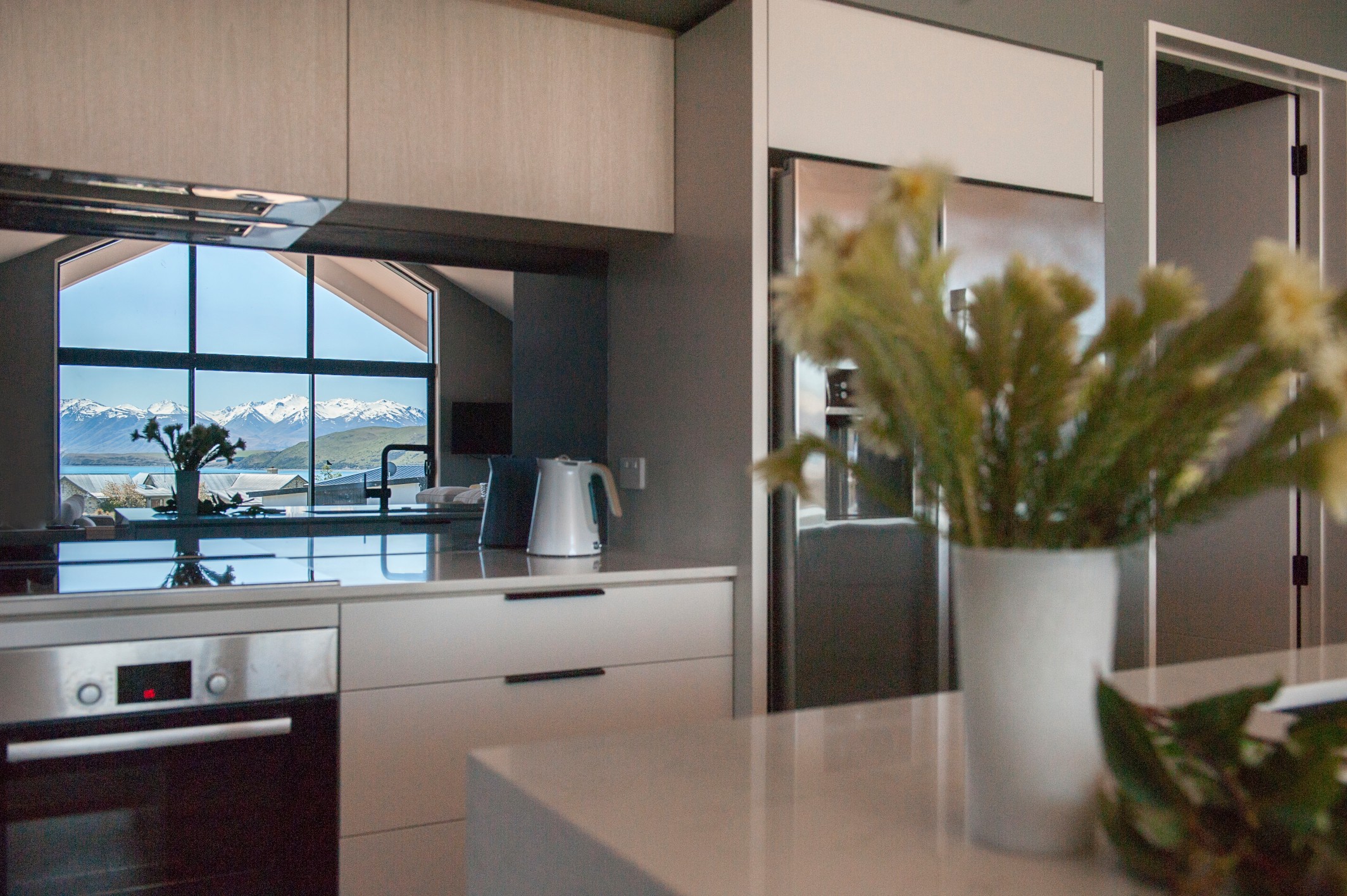  A mirrored splash back reflects the Southern Alps